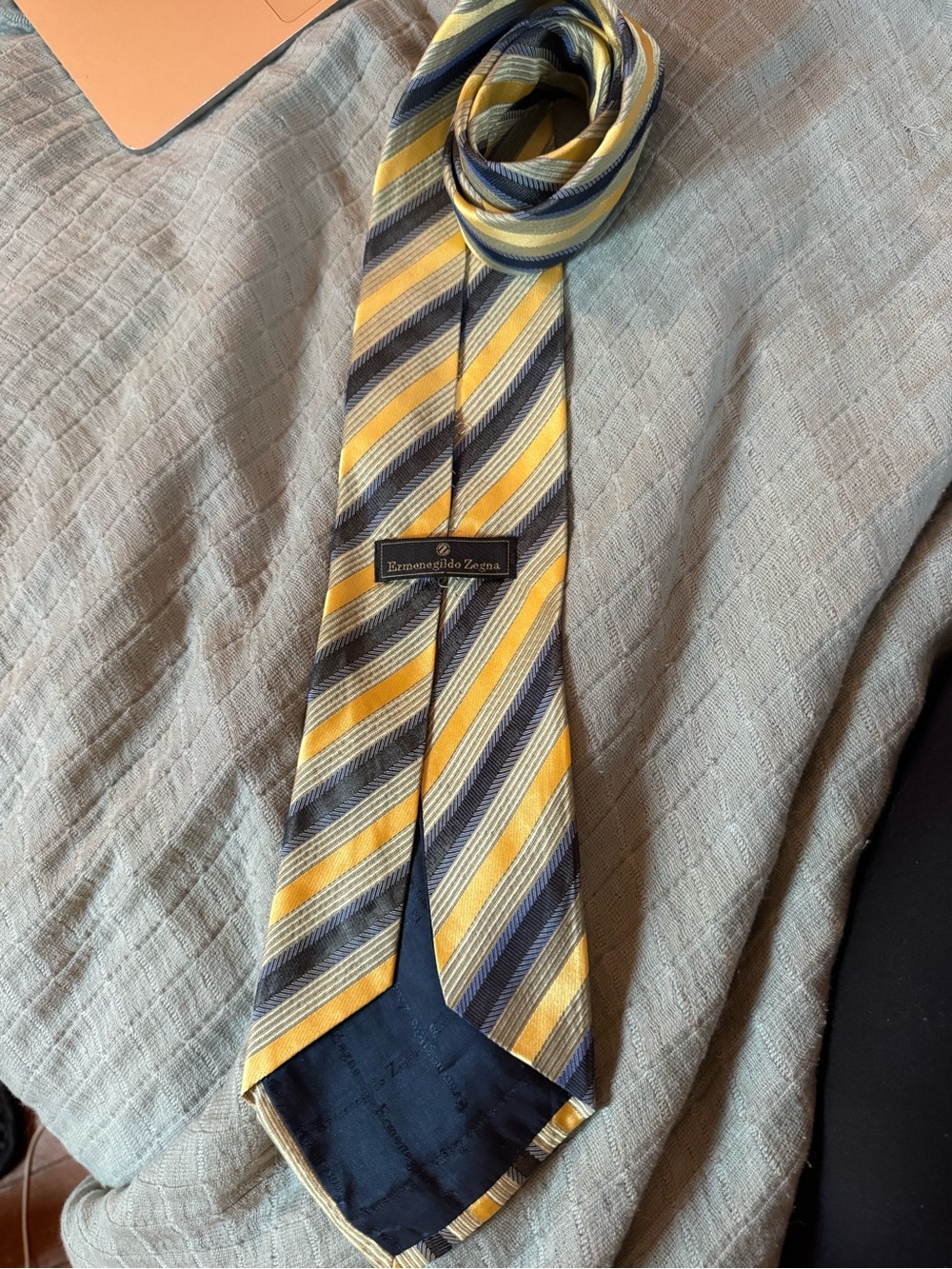 Ermenegildo Zegna Men’s Yellow & Blue Striped Silk Tie